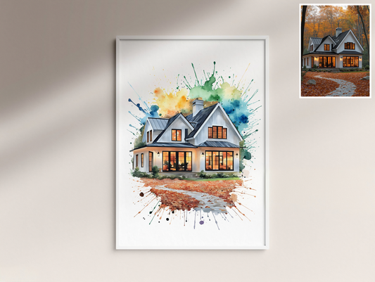 Custom Watercolor House Portrait, First Home Gift, Venue painting