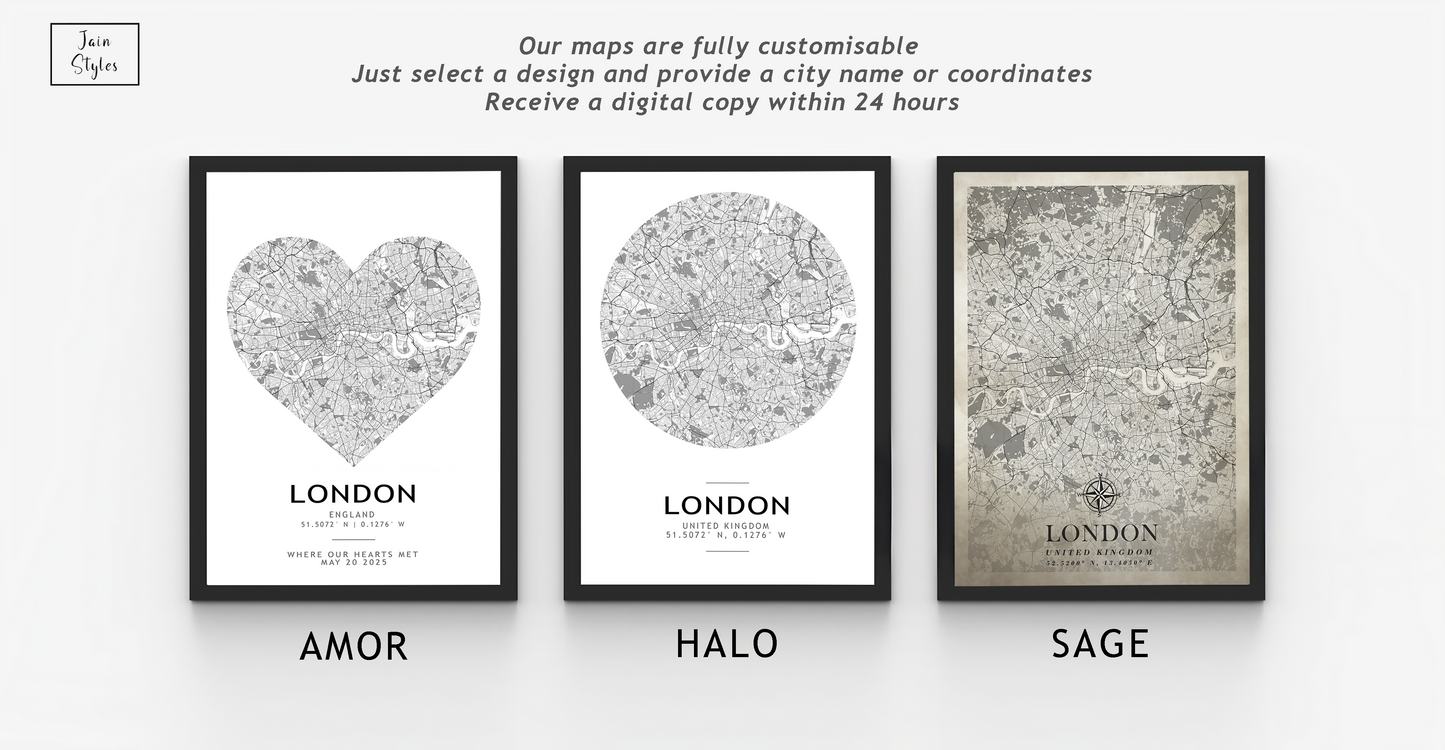 Custom Map Prints Any Location