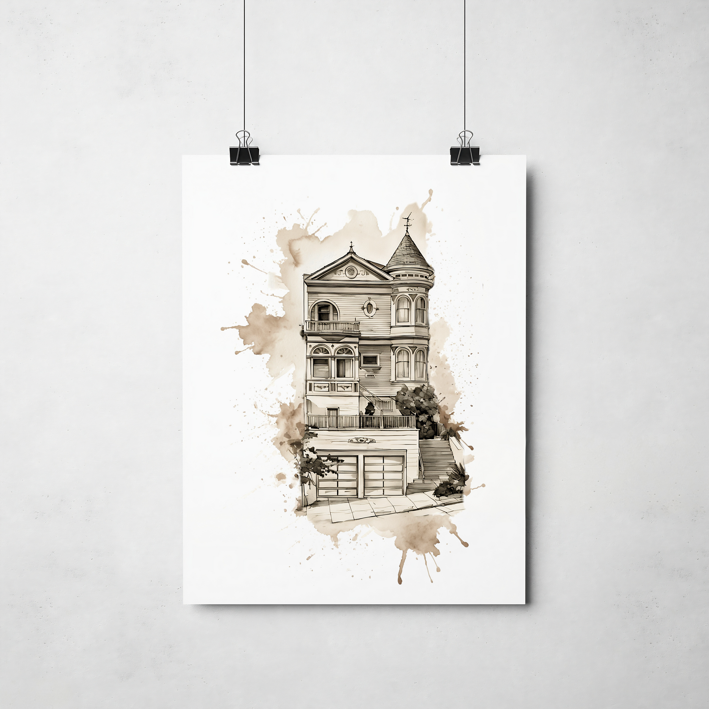 Custom House Portrait,  Venue portrait, Painting from Photo, Ink Sketch