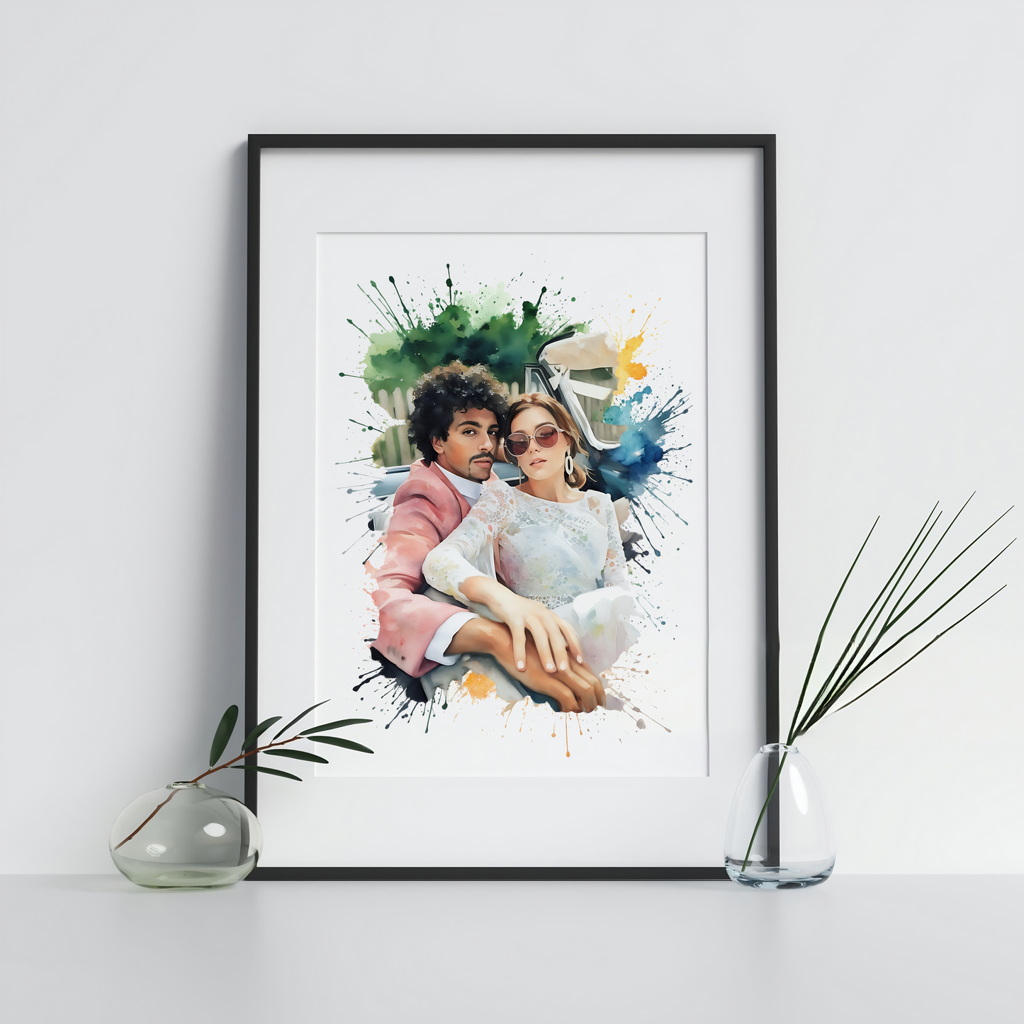 Custom Watercolor Wedding Portrait, Painting from Photo.