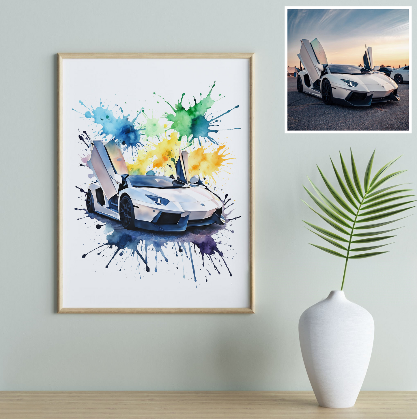 Personalized Watercolor Car Portrait – Custom Vehicle Painting from Your Photo