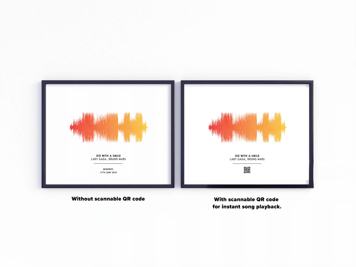 Personalised sound Wave Art Print with Your Song Choice and Playable QR Code